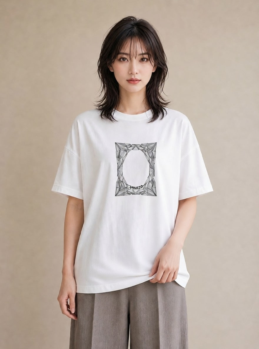 デザインTシャツ レディース 幾何学 ミニマル ジオメトリック イラスト シック 通学 誕生日プレゼント 白T