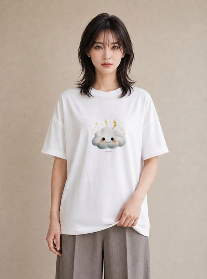 グラフィックTシャツ レディース 雲 星空 宇宙 イラスト ゆるコーデ 女性 旅行用 白T