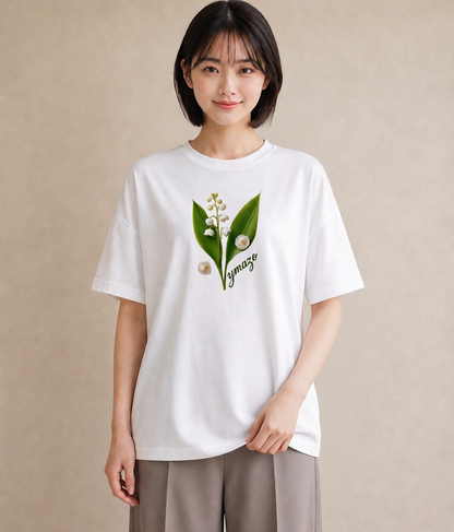 半袖Tシャツ レディース すずらん 花 花柄 イラスト お洒落 旅行用 海 白T