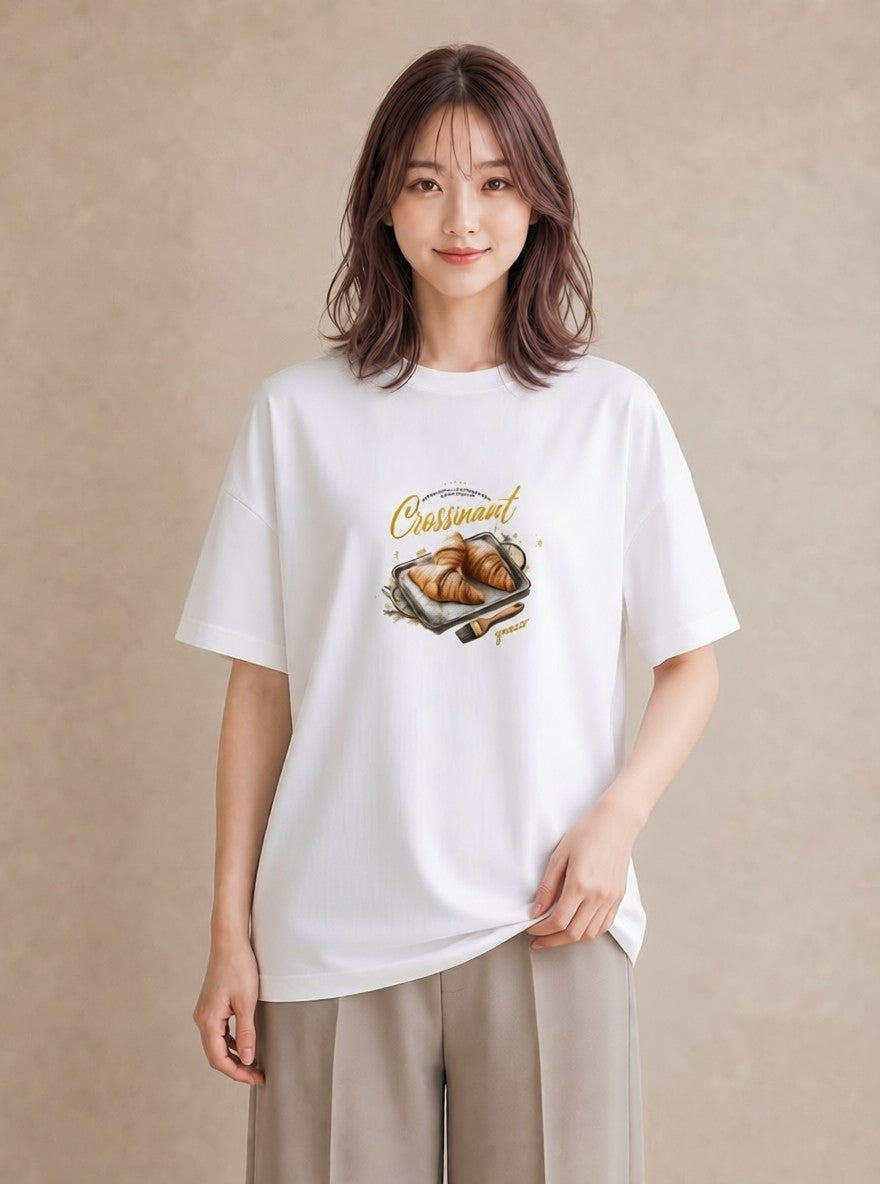 デザインTシャツ レディース パン ベーカリー レトロ イラスト カフェ服 クリスマス 白T