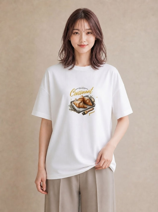 デザインTシャツ レディース パン ベーカリー レトロ イラスト カフェ服 クリスマス 白T