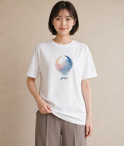 プリントTシャツ レディース 山羊座 星空 宇宙 イラスト 抜け感 ママ カフェ服 白T
