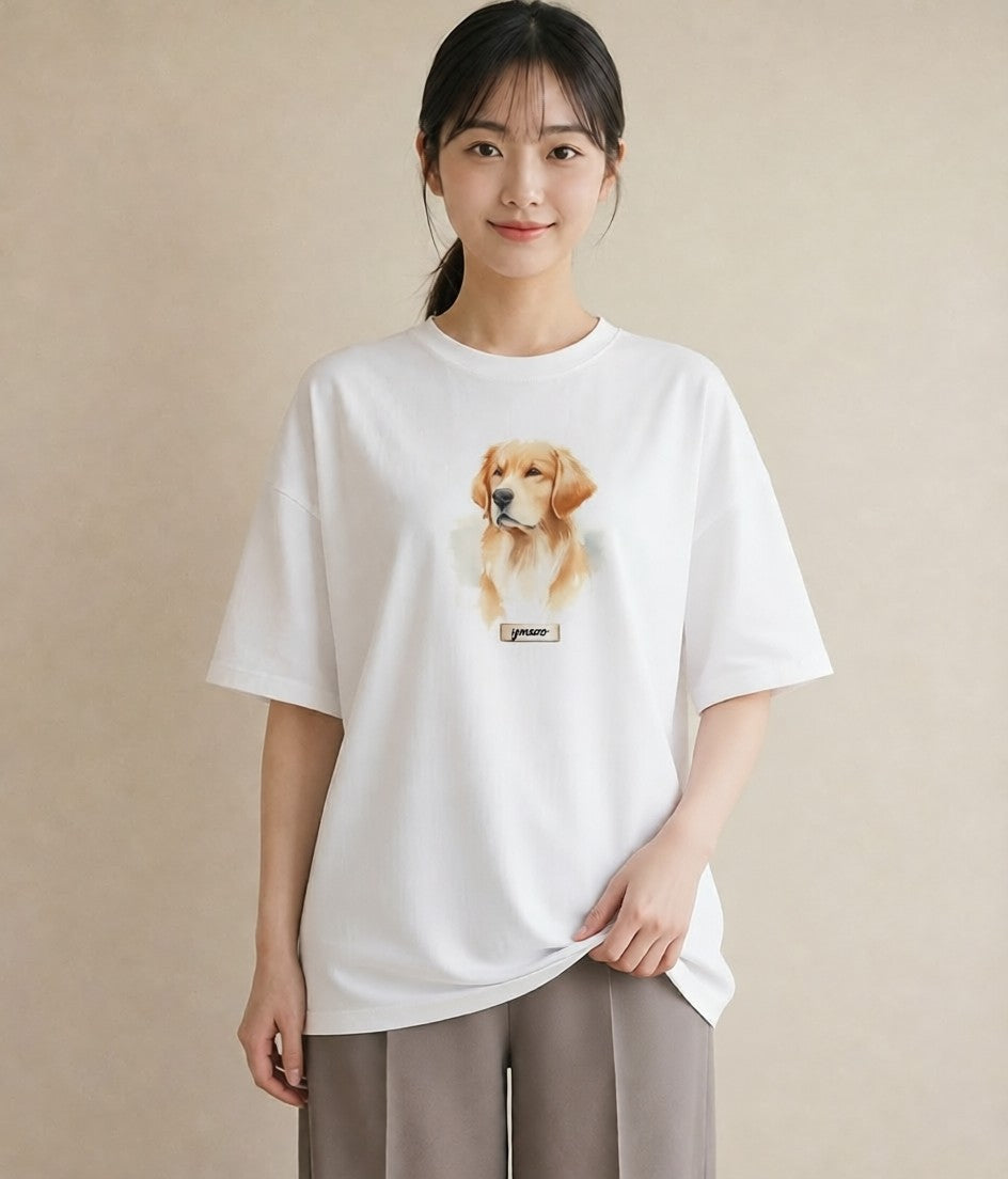 グラフィックTシャツ レディース ゴールデンレトリバー ゴールデン 犬 いぬ イラスト 旅行コーデ 女性 旅行用 白T