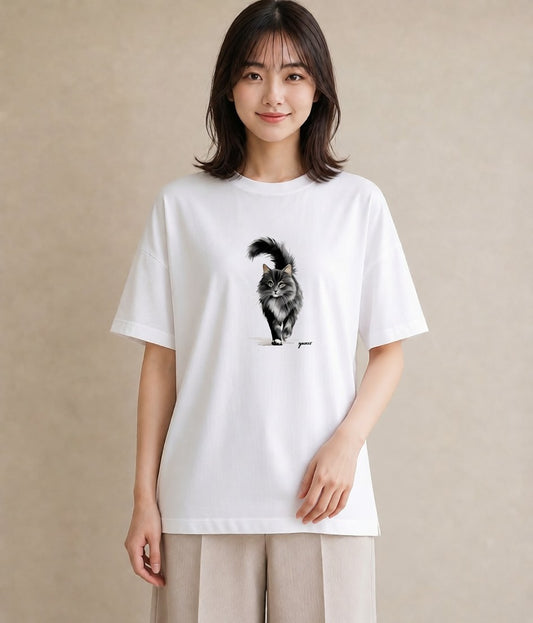 Tシャツ レディース ソマリ 猫 ねこ イラスト レトロ 春コーデ 姉妹 白T