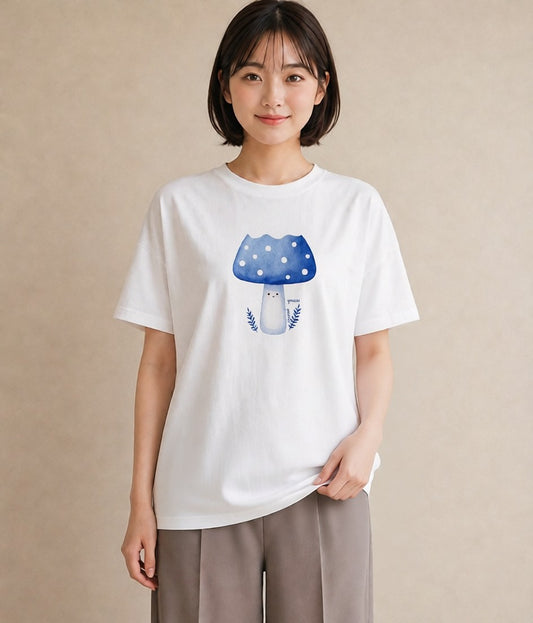 デザインTシャツ レディース きのこ 植物 ボタニカル イラスト シック 姉妹 送別ギフト 白T