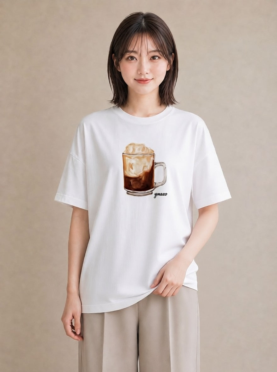 半袖Tシャツ レディース ミルク 食べ物 フード イラスト 韓国風 社会人 女性 白T