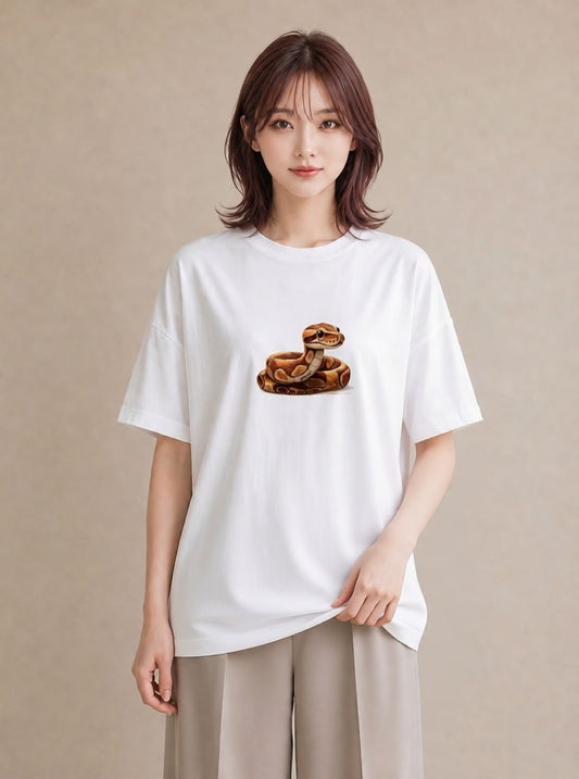 デザインTシャツ レディース レオパ ペット 動物 イラスト レトロ 秋コーデ おしゃれギフト 白T