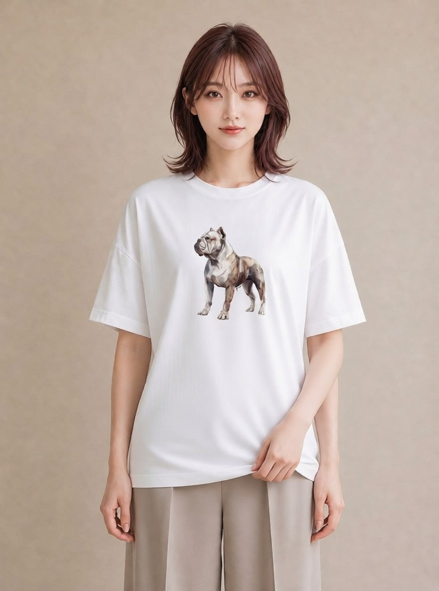グラフィックTシャツ レディース 老犬 犬 いぬ イラスト フェミニン 送別ギフト 通勤 白T