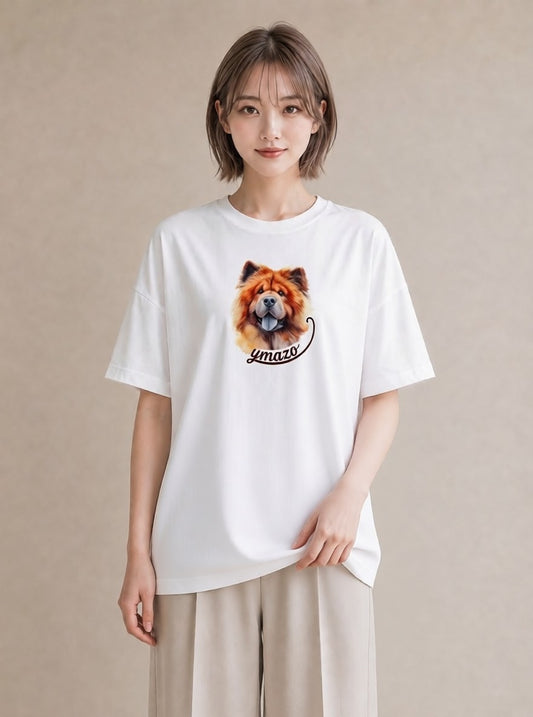 半袖Tシャツ レディース 柴犬 しばいぬ 犬 いぬ イラスト ミニマル 通勤 在宅 白T