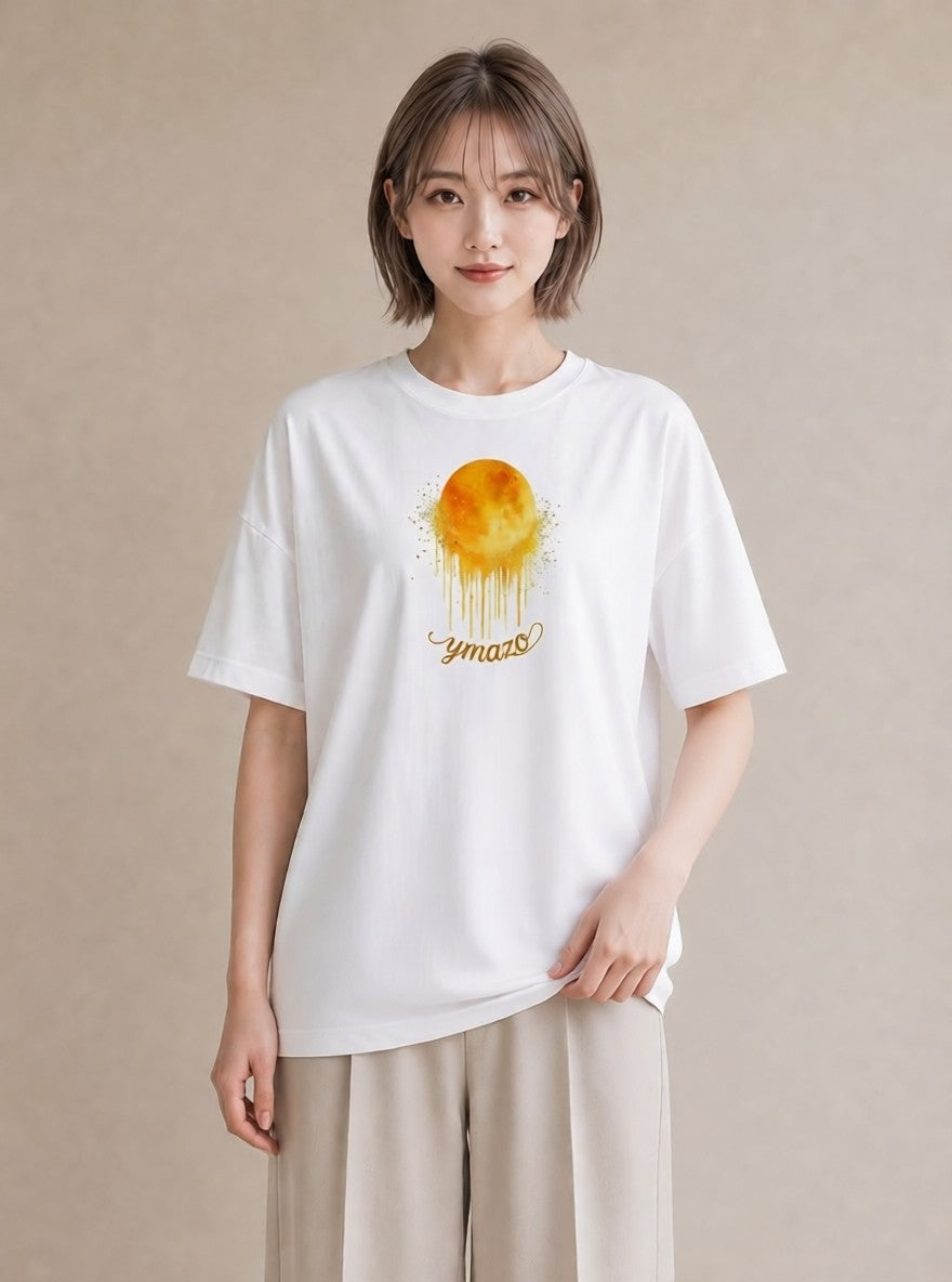 半袖Tシャツ レディース 満月 星空 宇宙 イラスト 水彩風 母の日 ビーチ 白T