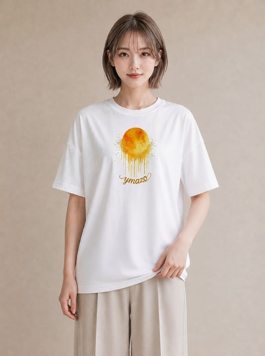 半袖Tシャツ レディース 満月 星空 宇宙 イラスト 水彩風 母の日 ビーチ 白T