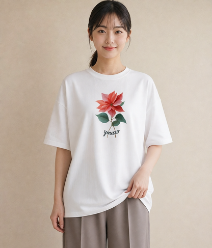 プリントTシャツ レディース 彼岸花 花 花柄 イラスト 上品 母の日 ビーチ 白T