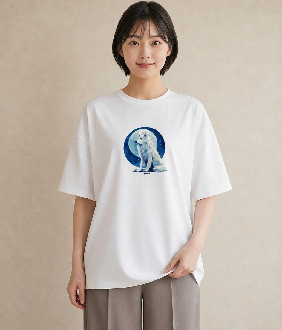 グラフィックTシャツ レディース サモエド 犬 いぬ イラスト 韓国風 旅行用 海 白T