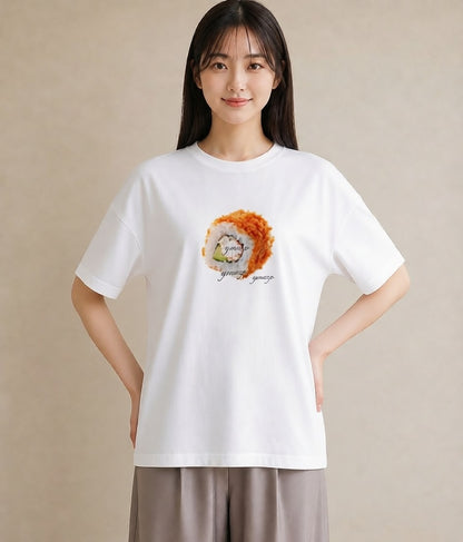 デザインTシャツ レディース お寿司 食べ物 フード イラスト ゆるかわ 散歩 お出かけ 白T