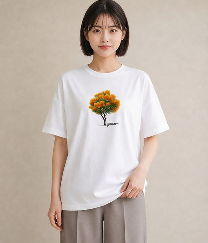 Tシャツ レディース 金木犀 花 花柄 イラスト 淡色 女子会 お揃い 白T