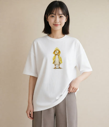 プリントTシャツ レディース ひよこ 動物 アニマル イラスト レトロ 春服 ミセス 白T