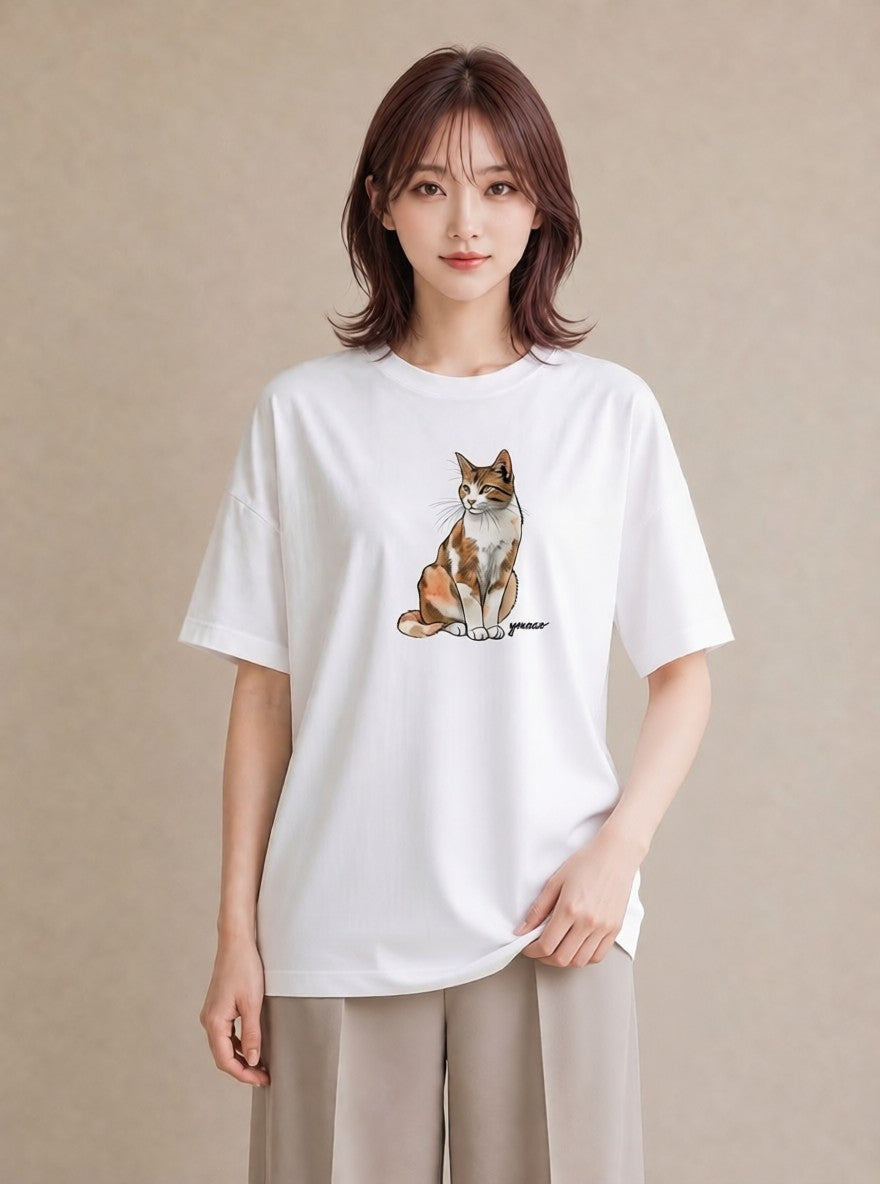 Tシャツ レディース エキゾチックショートヘア 猫 ねこ イラスト カジュアル 親子 20代 白T