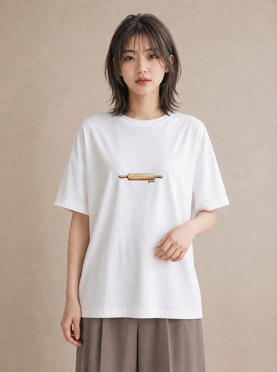 デザインTシャツ レディース パン 食べ物 フード イラスト 春服 ミセス 白T