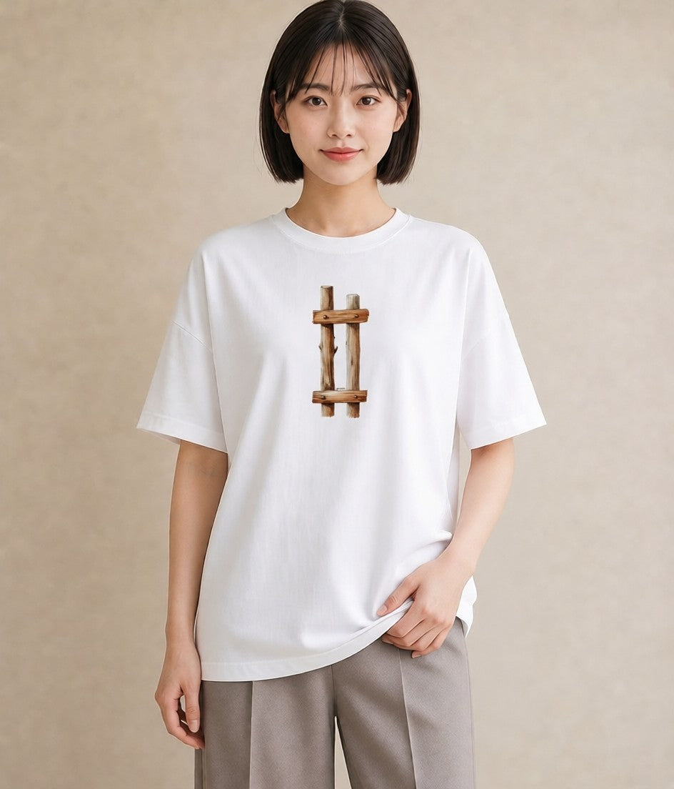 プリントTシャツ レディース 小川 橋 せせらぎ ナチュラル アンティーク イラスト 普段使い 姉妹 送別ギフト 白T