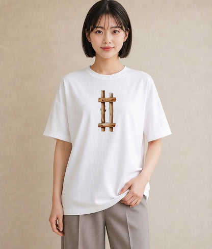 プリントTシャツ レディース 小川 橋 せせらぎ ナチュラル アンティーク イラスト 普段使い 姉妹 送別ギフト 白T