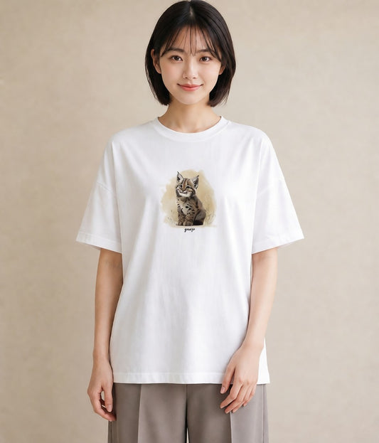 Tシャツ レディース ベンガル 猫 ねこ イラスト カフェコーデ カジュアルコーデ 買い物 白T