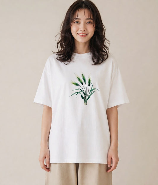プリントTシャツ レディース 芝生 植物 ボタニカル イラスト 春コーデ 姉妹 白T