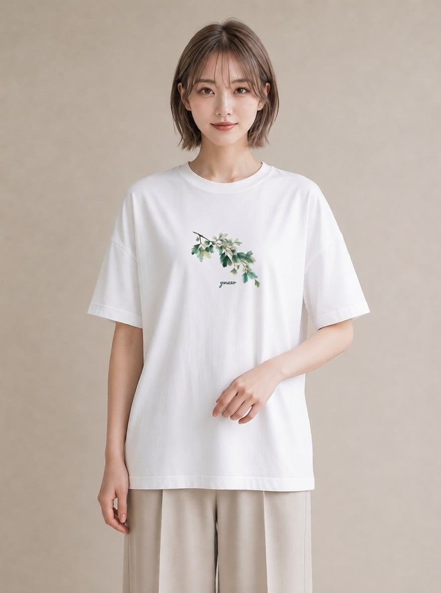 デザインTシャツ レディース つる 植物 ボタニカル イラスト シック 旅行 母娘コーデ 白T