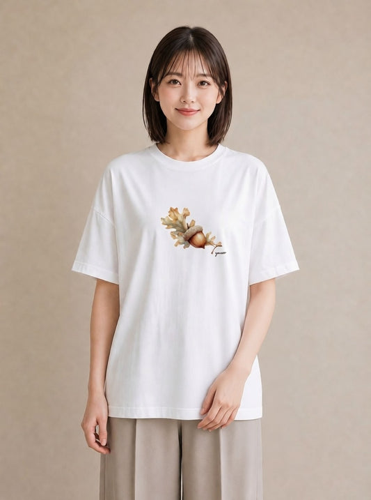 デザインTシャツ レディース 実り 植物 ボタニカル イラスト ラフ 綿100 デート 白T