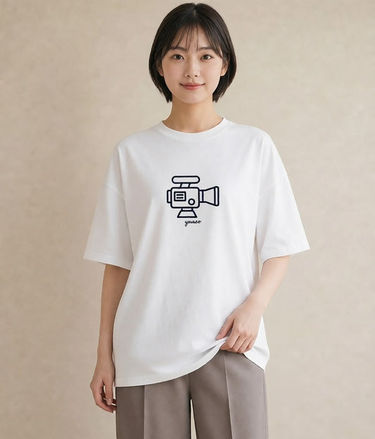 Tシャツ レディース カメラ フィルムカメラ レトロカメラ イラスト きれいめカジュアル 母娘コーデ 自分用 白T