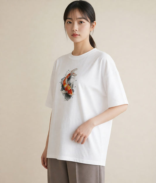 Tシャツ レディース らんちゅう ペット 動物 イラスト 部屋着 女性向けギフト 白T