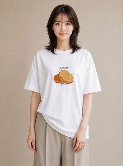 半袖Tシャツ レディース パン 食べ物 フード イラスト ポップ 敬老の日 ホワイトデー 白T
