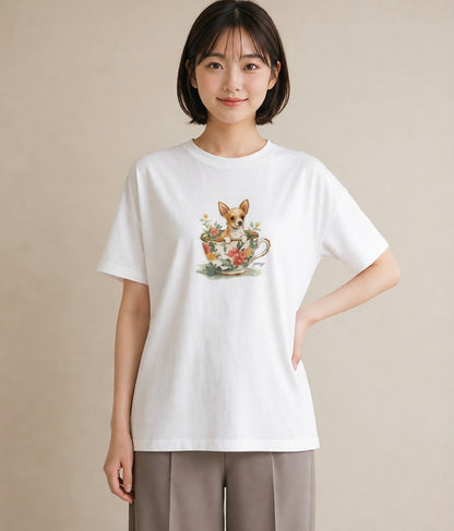 プリントTシャツ レディース チワワ 犬 いぬ イラスト 女子会 お揃い 白T