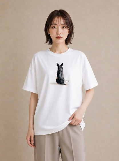 グラフィックTシャツ レディース わんちゃん 犬 いぬ イラスト ゆるコーデ 散歩 お出かけ 白T