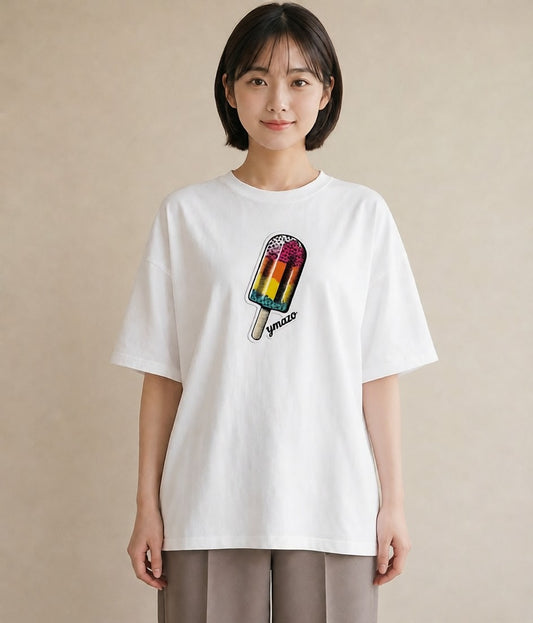 グラフィックTシャツ レディース アイス 食べ物 フード イラスト フェミニン 敬老の日 ホワイトデー 白T
