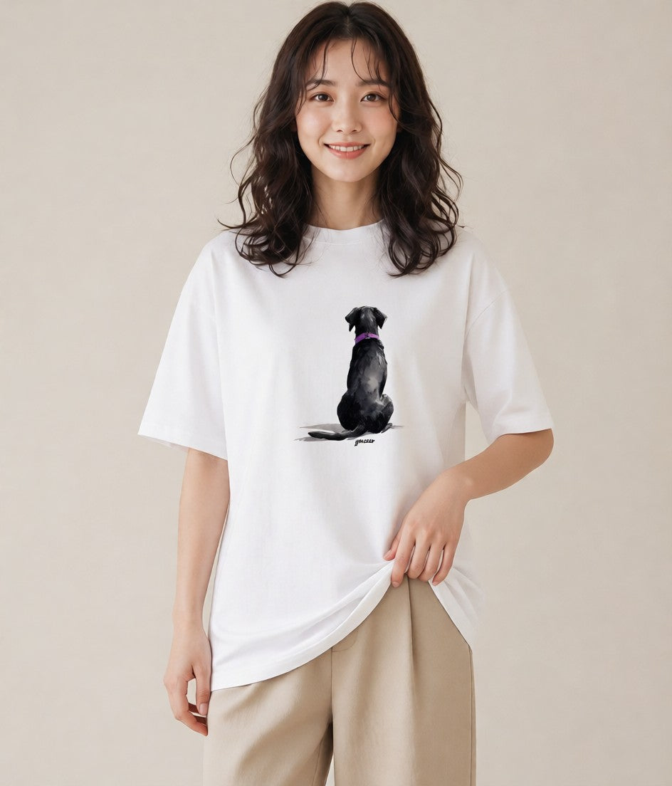 半袖Tシャツ レディース 保護犬 犬 いぬ イラスト 淡色 姉妹 送別ギフト 白T