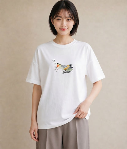 半袖Tシャツ レディース ダンゴムシ 昆虫 虫 イラスト フェミニン お揃い 親子 白T
