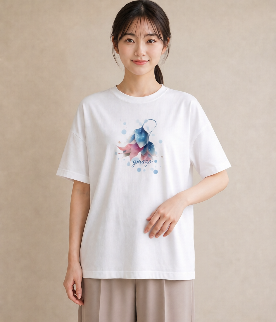 Tシャツ レディース チューリップ 花 花柄 イラスト シック 親子 20代 白T