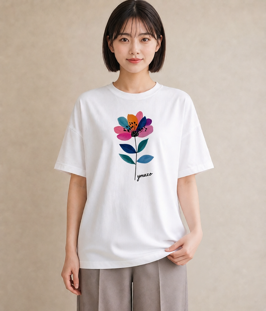 プリントTシャツ レディース 花 花柄 イラスト 韓国風 女子会 お揃い 白T