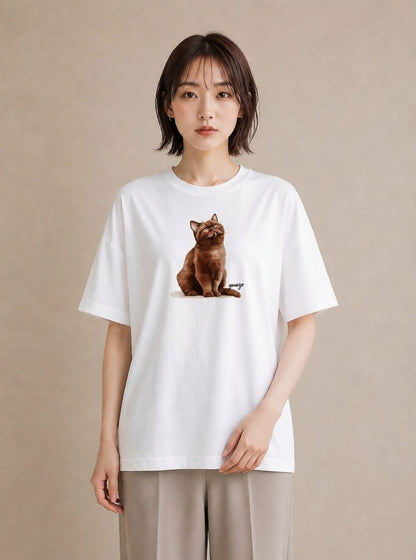 Tシャツ レディース 愛猫 猫 ねこ イラスト カジュアル 女性 旅行用 白T