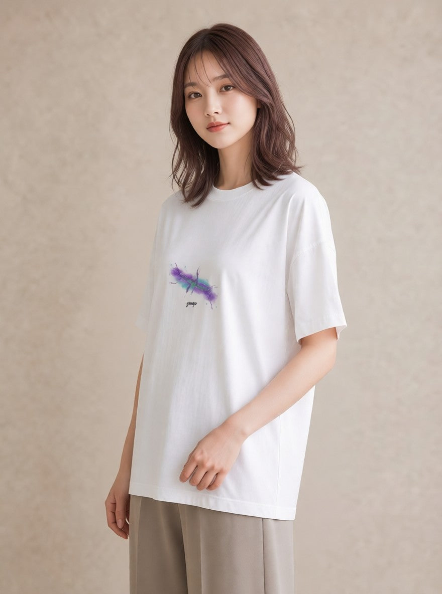 グラフィックTシャツ レディース 水瓶座 星空 宇宙 イラスト ボタニカル 海 カフェ巡り 白T