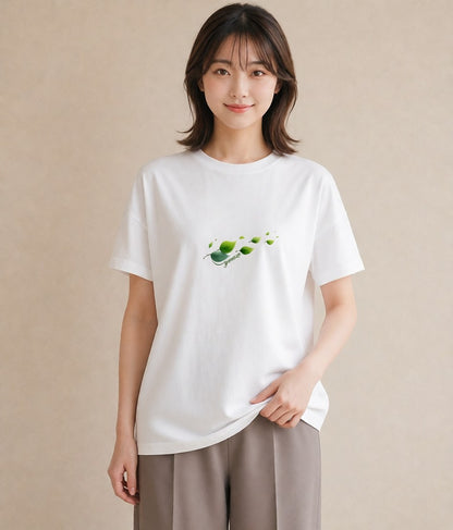グラフィックTシャツ レディース 葉っぱ 植物 ボタニカル イラスト 可愛い デイリーウェア 休日 白T