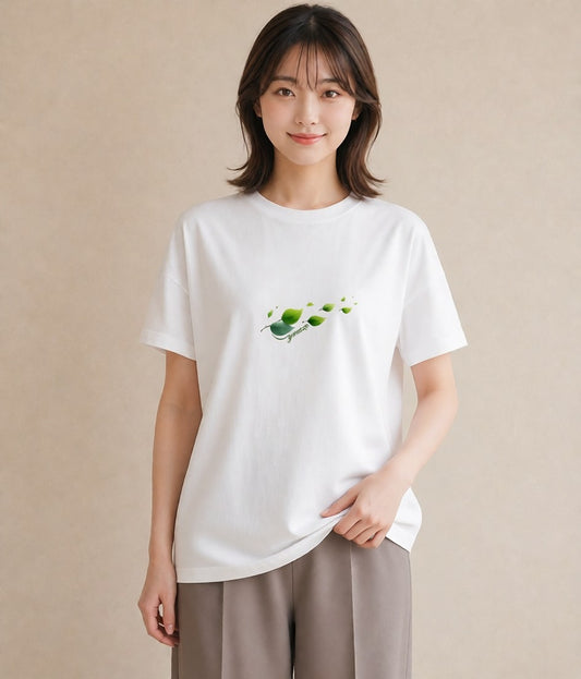 グラフィックTシャツ レディース 葉っぱ 植物 ボタニカル イラスト 可愛い デイリーウェア 休日 白T