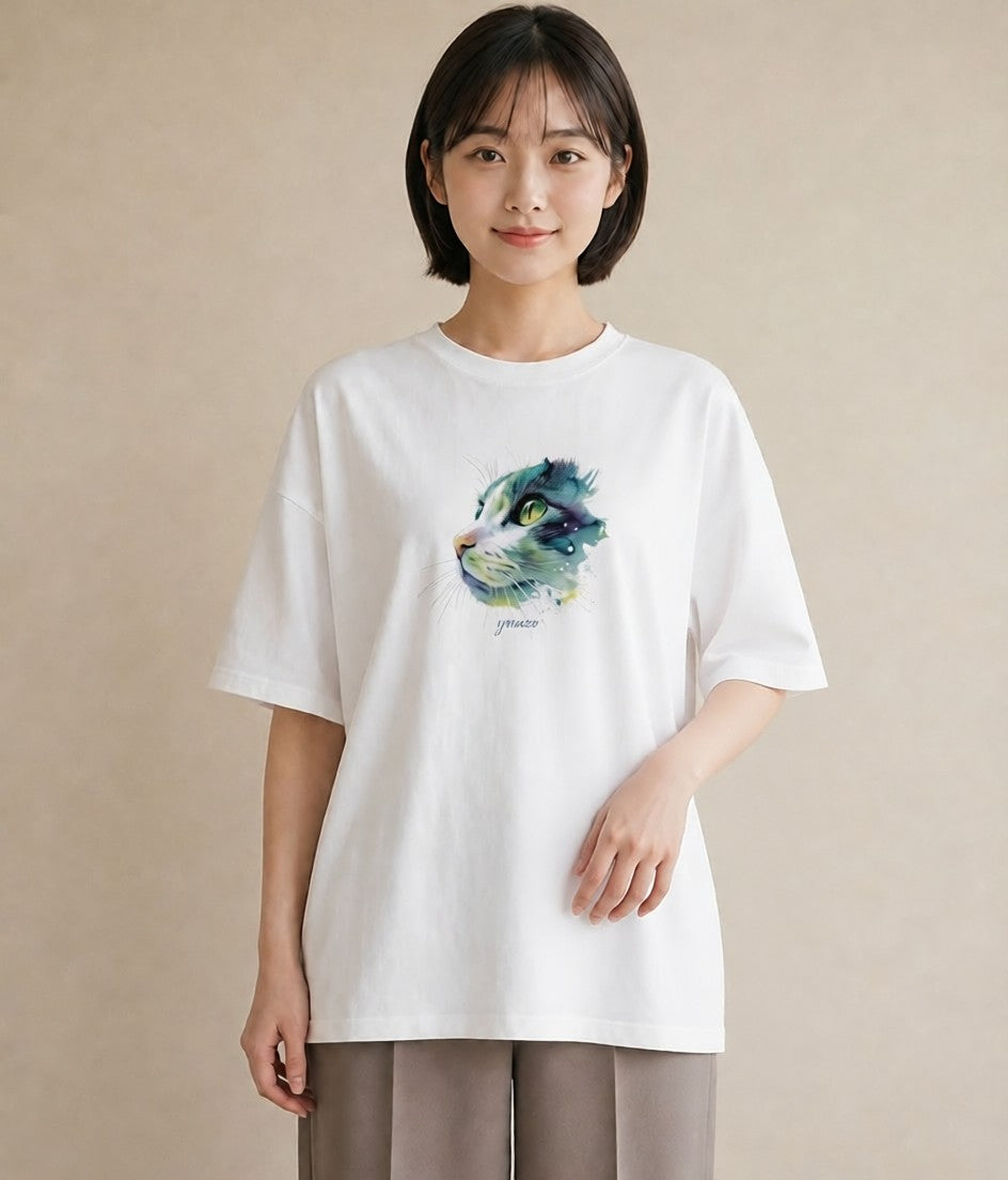 プリントTシャツ レディース ソマリ 猫 ねこ イラスト 休日コーデ 誕生日プレゼント 綿100 白T