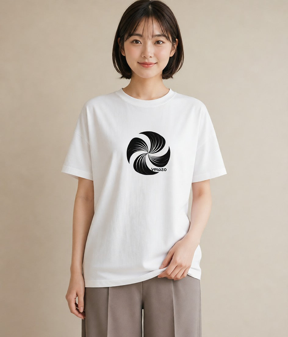 グラフィックTシャツ レディース 扇子 そよ風 ナチュラル アンティーク イラスト カフェコーデ ママ カフェ服 白T