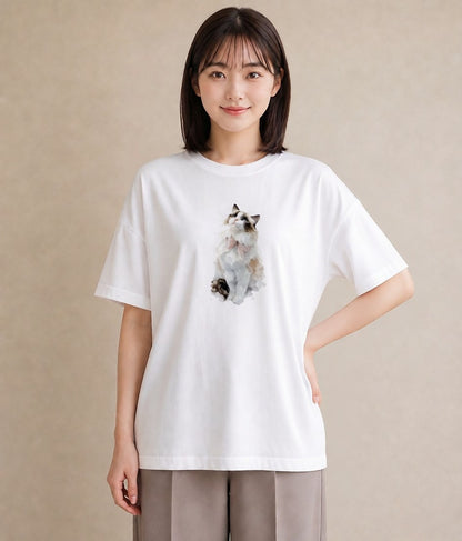 Tシャツ レディース 靴下猫 猫 ねこ イラスト カフェ巡り 女子会 白T
