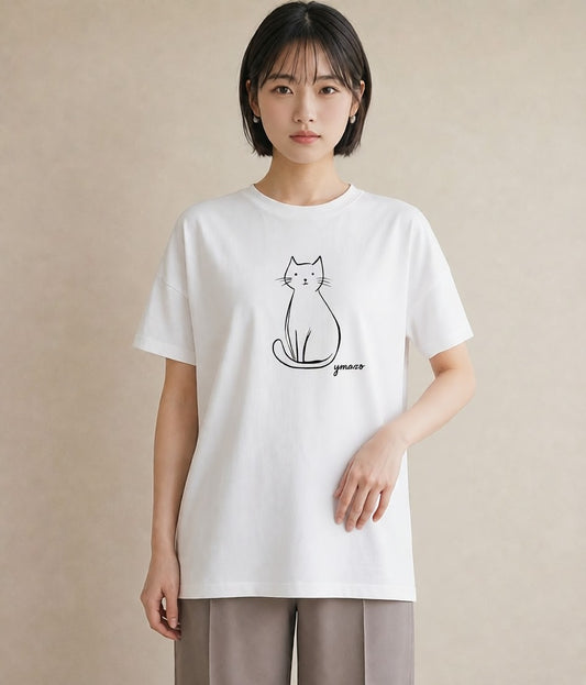 Tシャツ レディース 猫 ねこ ネコ イラスト カジュアル お揃い 親子 白T