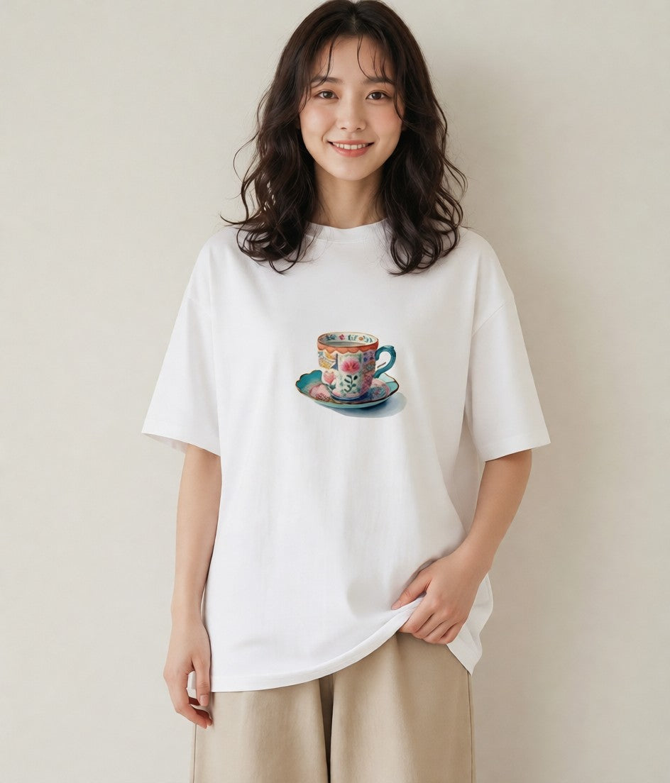グラフィックTシャツ レディース エスプレッソ 食べ物 フード イラスト きれいめカジュアル 女性 旅行用 白T