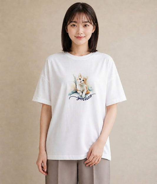 グラフィックTシャツ レディース ぶち猫 猫 ねこ イラスト シック クリスマス 旅行 白T