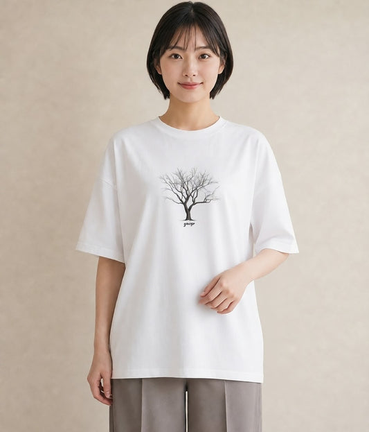 プリントTシャツ レディース 青の水彩 風景 ブルー ナチュラル アンティーク イラスト こなれ感 おしゃれギフト 社会人 白T