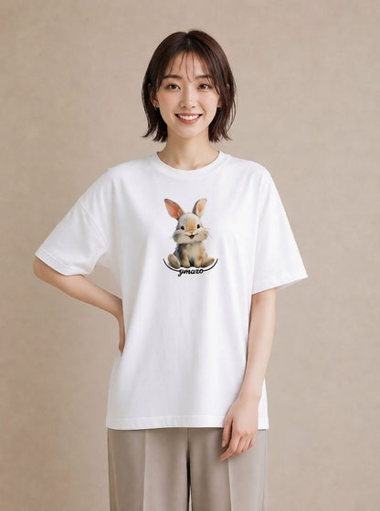 プリントTシャツ レディース うさぎ ウサギ ラビット ペット 動物 イラスト ボタニカル ホワイトデー 春服 白T